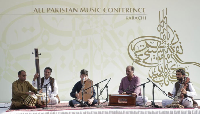 A child performer sings music at All Pakistan Music Conference (APMC) in Karachi on May 23, 2023. — Facebook/The All Pakistan Music Conference Karachi