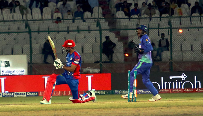 Karachi Kings Captain Shan Masood bowled out during the Pakistan Super League (PSL 9) Twenty20 cricket match between Karachi Kings VS Multan Sultan at the National Cricket Stadium on March 3, 2024. — APP