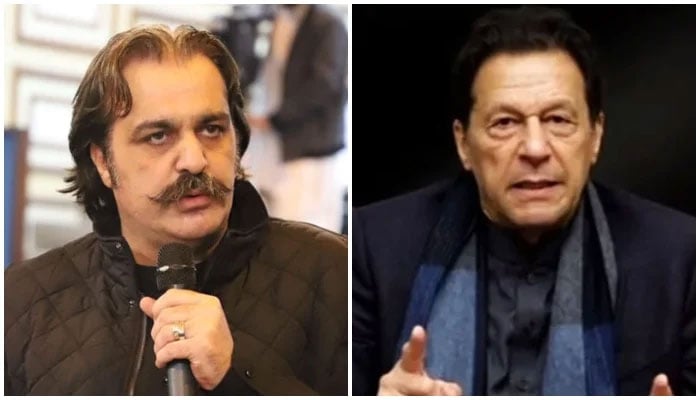 KP Chief Minister Ali Amin Gandapur (left) and PTI founder Imran Khan. — Facebook/AliAminKhanGandapur/YouTube/PTI
