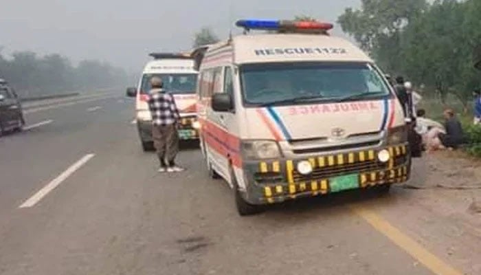 A Rescue 1122 ambulance attending to a roadside accident at an undisclosed location. — Facebook/Rescue 1122 Punjab/File