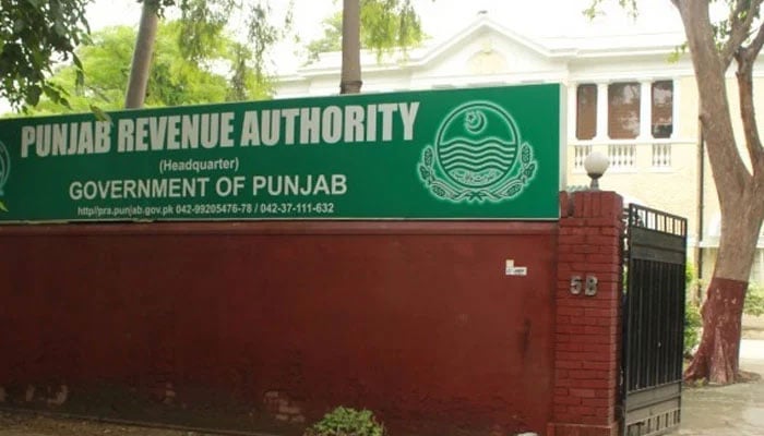 The entrance of the Punjab Revenue Authority (PRA) building. — APP File