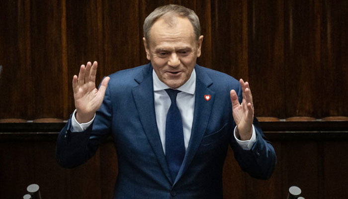 Donald Tusk speaks after he was nominated to be the new prime minister in the Polish Parliament, Warsaw on December 11, 2023. — AFP