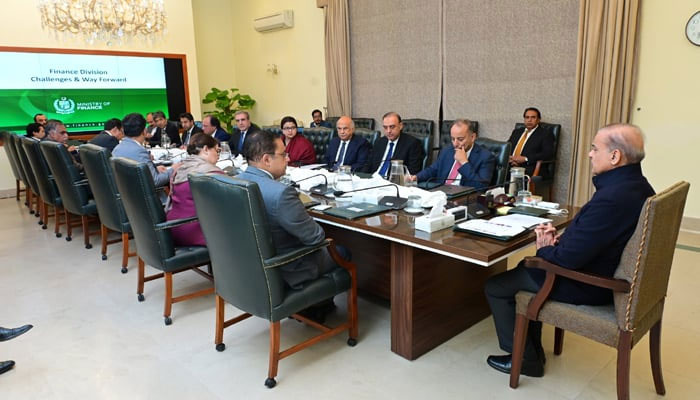 Prime Minister Shehbaz Sharif chairs a meeting in Islamabad on March 4, 2024. — X/GovtofPakistan