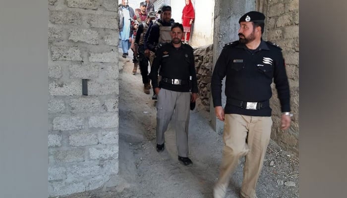 KP police personnel during a search operation at an undisclosed location on January 2, 2024. — Facebook/KPK Police