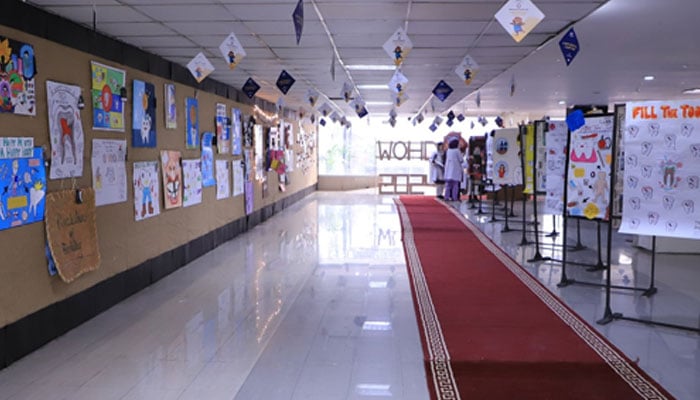 The interior of Rehman College of Dentistry (RCD) is decorated for the celebration of World Oral Health Day this image released on March 6, 2024. — Facebook/RMI Education