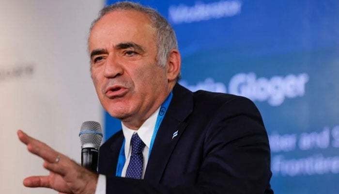 Russian chess grandmaster Garry Kasparov while speaking. — AFP/File