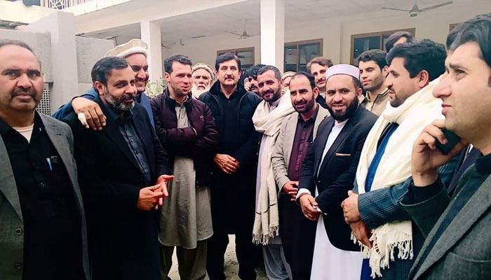 PTI workers after obtaining bail in Shangla. — Facebook/PTIOShangla/File