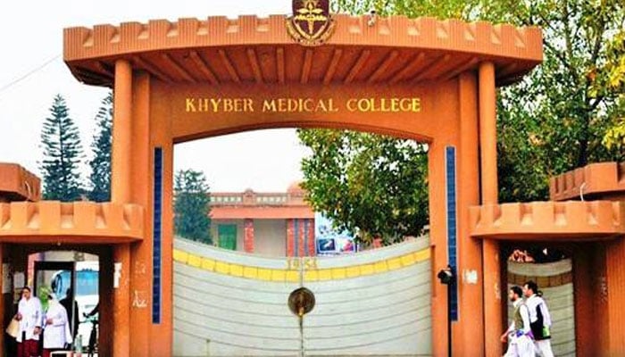 Khyber Medical College and Khyber Teaching Hospital front gate can be seen in this file image. Facebook/KhyberMedicalCollege/File