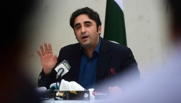 Pakistan Peoples Party (PPP) Chairman Bilawal Bhutto Zardari while speaking to the media. — AFP/File