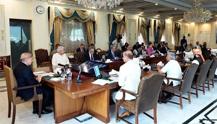 Prime Minister Shehbaz Sharif chairing a cabinet meeting at the PM Office on Monday July 3, 2023. — PID