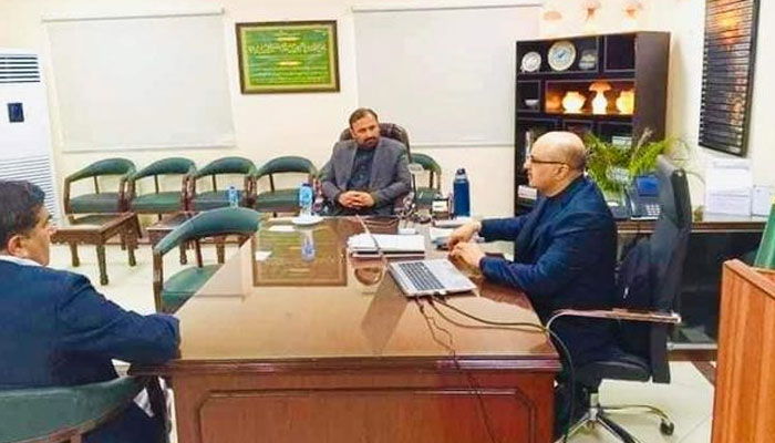 Minister for Mines and Minerals Sardar Sher Ali Khan Gorchani visits  Provincial Mines and Minerals Department on Mar 8, 2024. — Facebook/Sheri.GorchaniOfficial