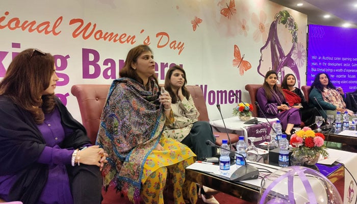 The image shows a glimpse from an event hosted by the National Vocational and Technical Training Commission (NAVTTC) on Mar 8, 2024. — x/NAVTTCOfficial