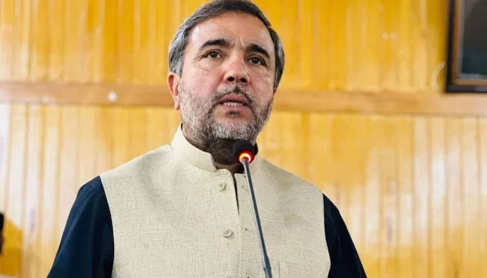 Mardan Mayor Himayatullah Mayar speaks in this image released on November 16, 2023. — Facebook/Himayat Ullah Mayar