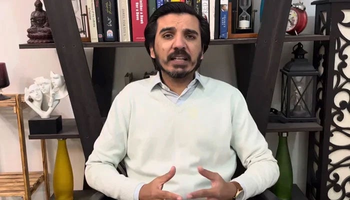 Blogger Asad Toor speaks during his YouTube show, uploaded on February 24, 2024, in this still taken from a video. — YouTube/@asadtooruncensored9072