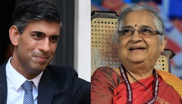 British PM Rishi Sunak (left) and his mother-in-law Sudha Murthy. — AFP/File
