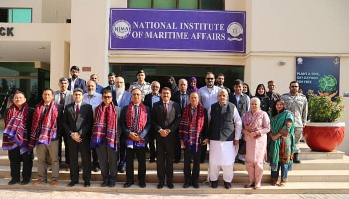 Royal Malaysian Navy Sea Power Centre (RMN-SPC) delegations pose for group photo along with National Institute of Maritime Affairs (NIMA) officials on March 8, 2024. — Facebook/National Institute of Maritime Affairs - NIMA