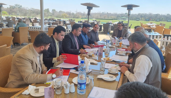 A delegation from the University of Swat meet with the Hunerkada College of Visual and Performing Arts Founder Director Syed Jamal Shah on March 10, 2024. — Facebook/University of Swat