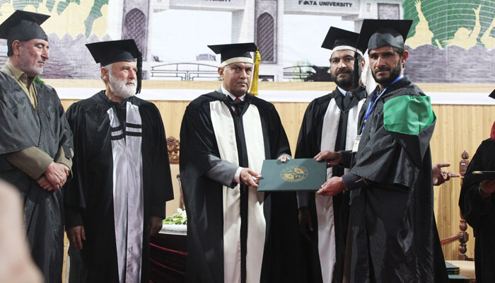Vice Chancellor of Fata University, Dr. Muhammad Jahanzeb Khan confers degrees to students on March 10, 2024. — Facebook/FATA University