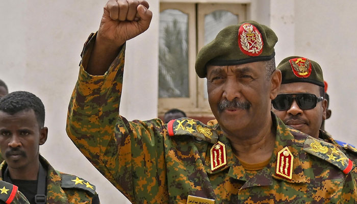 Sudanese army chief Abdel Fattah al-Burhan visits the Flamingo Marine Base in Port Sudan on Aug 28, 2023. — AFP