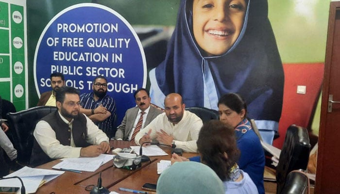Punjab School Education Minister Rana Sikandar Hayat chairs a meeting of Punjab Education Initiative Management Authority (PEIMA) on March 12, 2024. — Facebook/Rana Sikandar Hayat