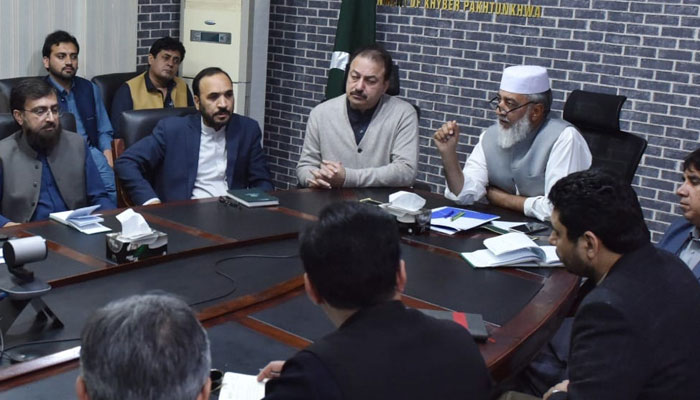Khyber Pakhtunkhwa Minister for Agriculture Mohammad Sajjad chairs a meeting on March 12, 2024. — Facebook/Agriculture Department KP