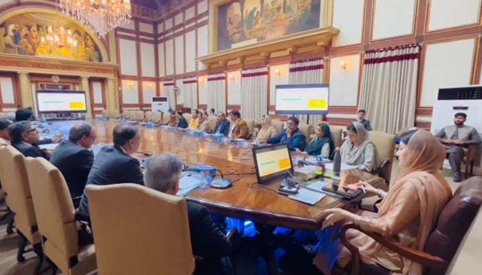 Punjab Chief Minister Maryam Nawaz chairs a meeting on March 12, 2024. — Facebook/Maryam Nawaz Sharif