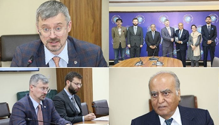 Shown in this photo, the Institute of Strategic Studies Islamabad welcomes the newly appointed Ambassador of Russia to Pakistan, Albert P. Khoreev, on his inaugural visit. — Institute of Strategic Studies Islamabad (ISSI) website/File