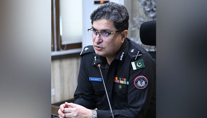 IGP Sindh Raja Riffat Mukhtar speaks during a meeting this image released on March 11, 2024. — Facebook/Sindh Police