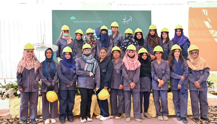 This image shows the first batch of women forklift operators of Pakistan on March 13, 2024. — APP