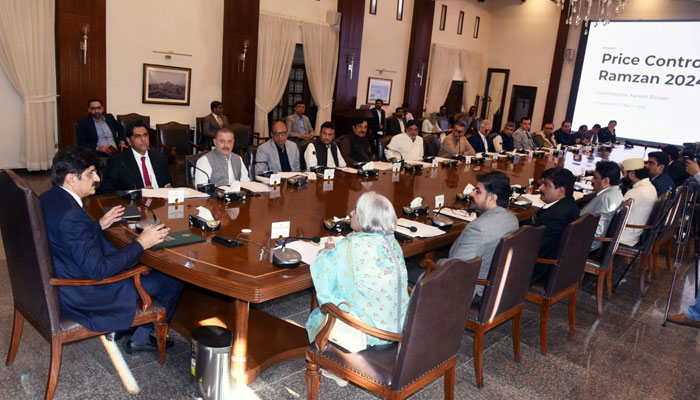 Sindh Chief Minister Syed Murad Ali Shah presides over a cabinet meeting at CM House on March 13, 2024. — Facebook/Sindh Chief Minister House