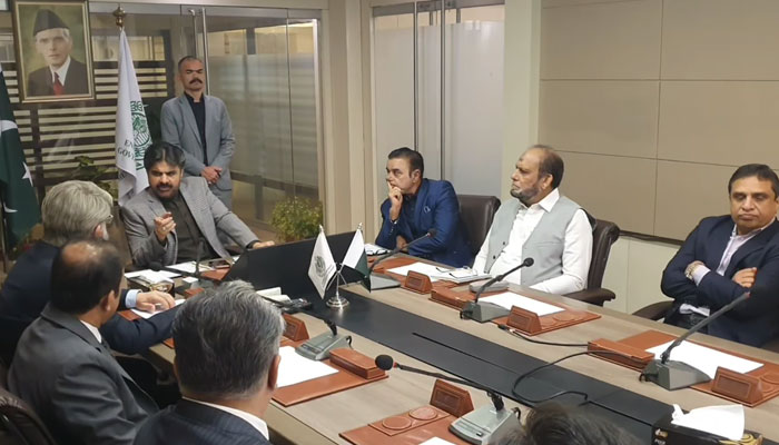 Newly appointed Sindh Energy Minister Syed Nasir Hussain Shah chairs an introductory meeting with the officials of the Sindh Energy department in this still on March 13, 2024. — Facebook/Syed Nasir Hussain Shah