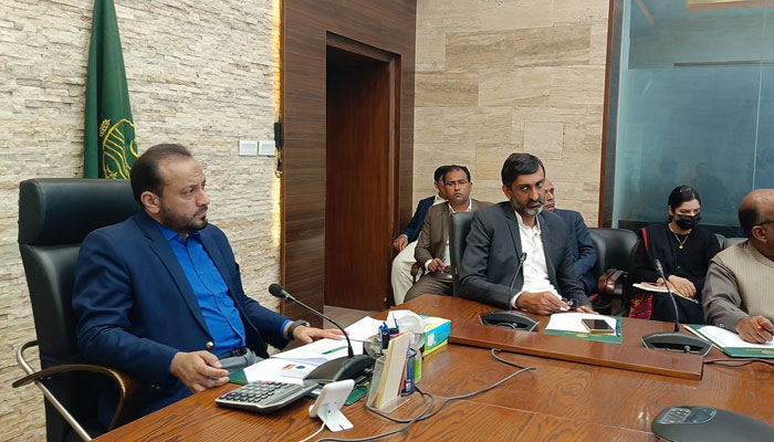 Primary and Secondary Healthcare Minister Kh Imran Nazeer chairs a meeting on March 13, 2024. — Facebook/Primary & Secondary Healthcare Department