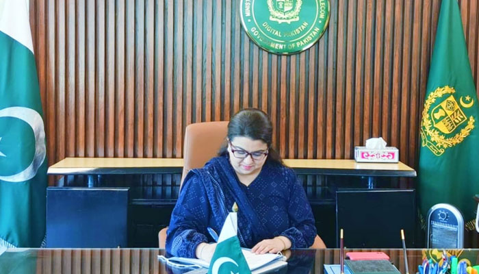Ms. Shaza Fatima Khawaja assumes charge as Minister of State for IT and Telecommunication on March 13, 2024. — APP