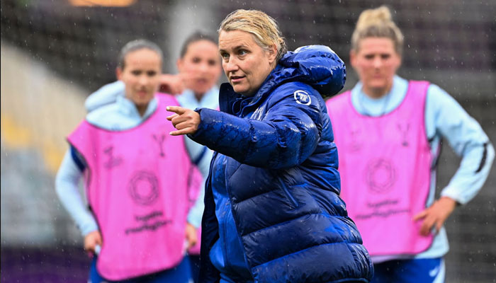 Emma Hayes at a Chelsea training session before last season’s Women’s Champions League final. — AFP/File