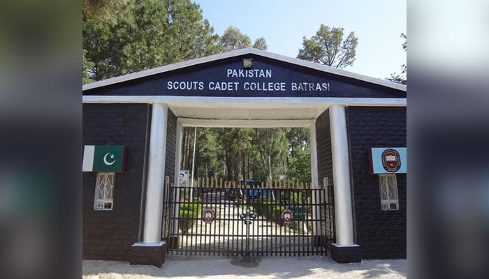 This image released on September 27, 2022, shows the entrance of Pakistan Scout Cadet College. — Facebook/Pakistan Scouts Cadet College Batrasi Mansehra