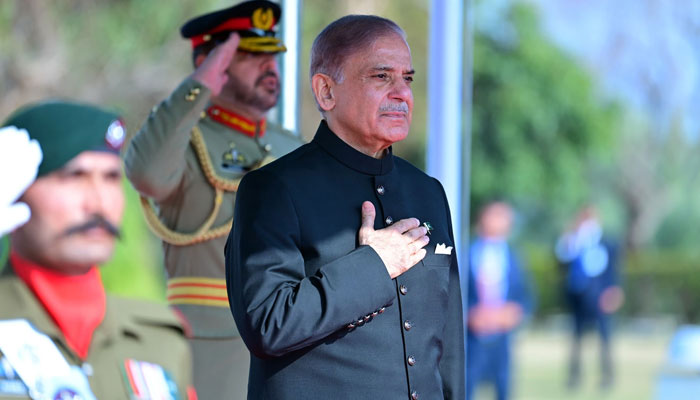 Prime Minister Shehbaz Sharif inspecting the guard of honour presented by a contingent of armed forces upon arrival at the PM House, in Islamabad on March 4, 2024. — Online