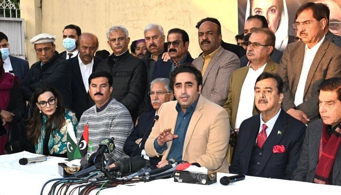 Chairman Pakistan People’s Party Bilawal Bhutto Zardari speaks during a presser in this image on February 13, 2024. — Facebook/Pakistan Peoples Party (PPP)