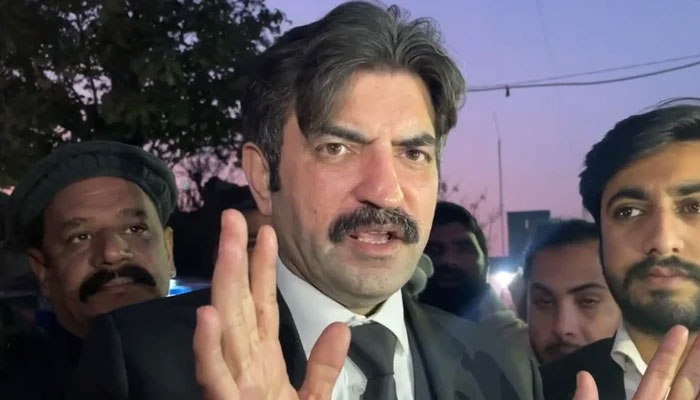 Pakistan Tehreek-e-Insaf leader Sher Afzal Marwat speaks with the media in this still on January 9, 2024. — Facebook/Sher Afzal Khan Marwat