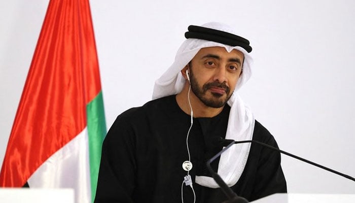 Foreign Affairs Ministers of the United Arab Emirates Abdullah bin Zayed Al-Nahyan speaks during a joint presser with his Russian counterpart in Abu Dhabi on March 6, 2019. — AFP