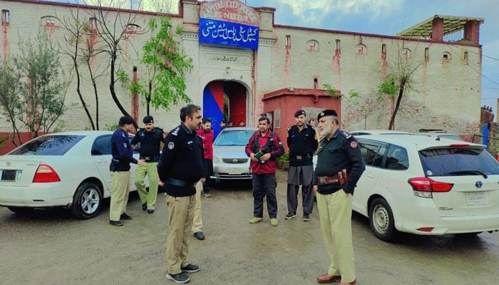 Representational image released on Mar 6, 2024, of the Peshawar police outside Capital City police station Matni. — Facebook/ccppeshawar
