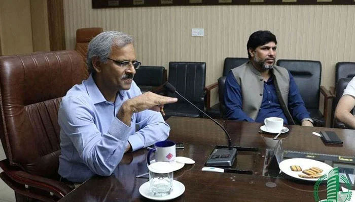 Water and Sanitation Agency (WASA) Managing Director (MD) Ghufran Ahmed chairs a meeting. — Instagram/pitbofficial/File