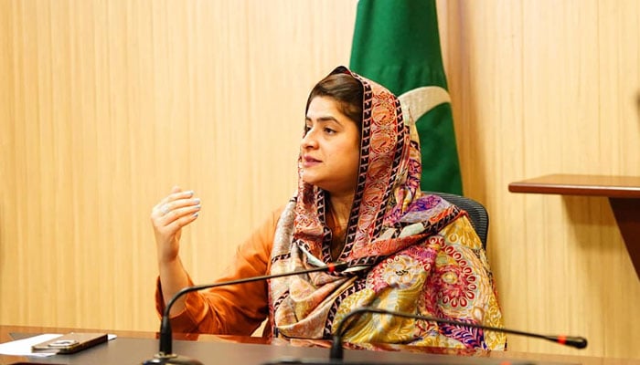 Punjab Child Protection & Welfare Bureau (CPWB) Chairperson Sarah Ahmad gestures during a meeting on March 4, 2024. — Facebook/Sarah Ahmad
