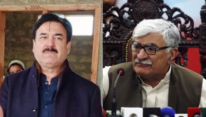 Pakistan Tehreek-e-Insaf (PTI) leader Shaukat Yousafzai (left) and Awami National Party chief Asfandyar Wali Khan. — Facebook/Shaukat Yousafzai/PPI/File