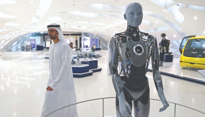 The AI-powered Ameca, made by the UK-based engineered Arts and described as a perfect platform for human-robot interaction, greets visitors at Dubai’s Museum of the Future. — AFP/File