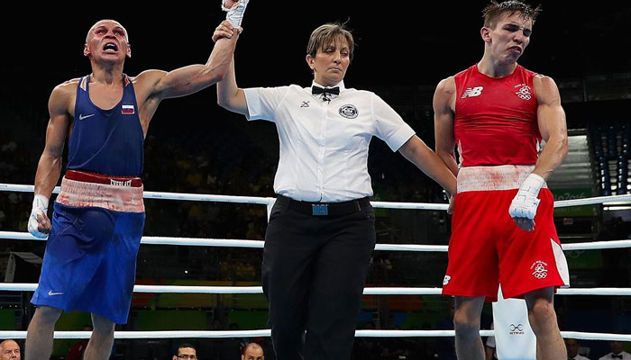 A representational image of a referee announcing a winner during a boxing match. — AFP/File