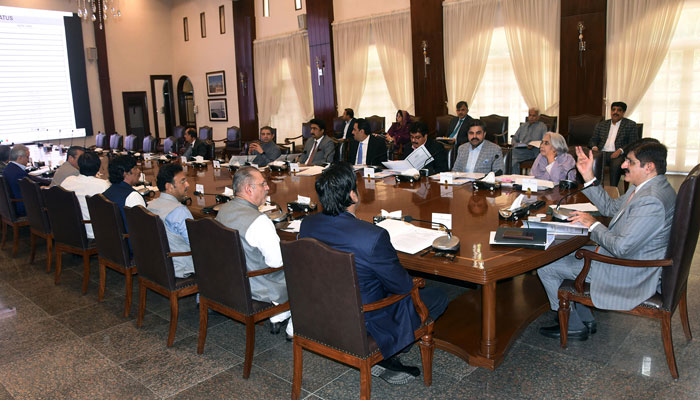 Sindh Chief Minister Syed Murad Ali Shah presides over a cabinet meeting at CM House on March 20, 2024. — Facebook/Sindh Chief Minister House