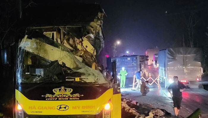 This picture shows the destroyed bus after the accident. — Xinhua/File