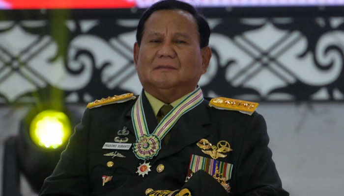 Indonesian Defence Minister Prabowo Subianto attends a meeting of high ranking military and police officers at military headquarters in Jakarta on February 28, 2024. — AFP