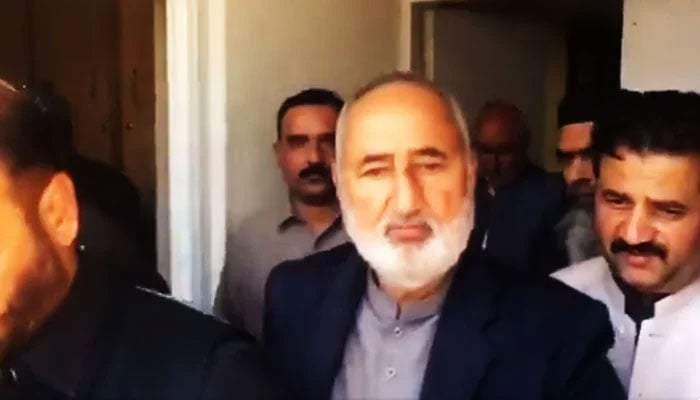 Naib Tehsildar Najaf Hamid appears before court on March 18, 2024 in this still taken from a video. — X/@MurtazaViews