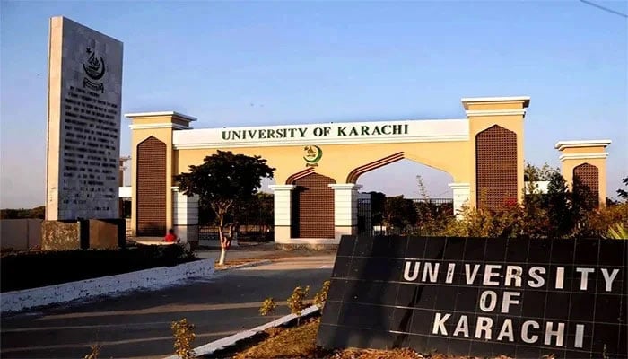 The University of Karachi entrance gate. — APP/File